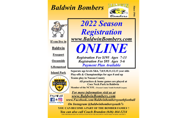 Baldwin Bombers 2022 Registration REGISTER ONLINE 