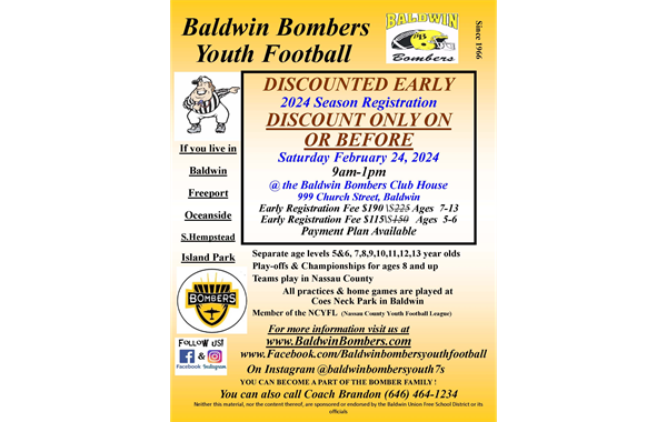 EARLY DISCOUNT! Bombers 2024 Registration 